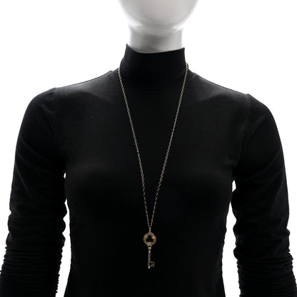 Tiffany 18K Yellow Gold Diamond Clover Key Pendant Necklace 2 of 5