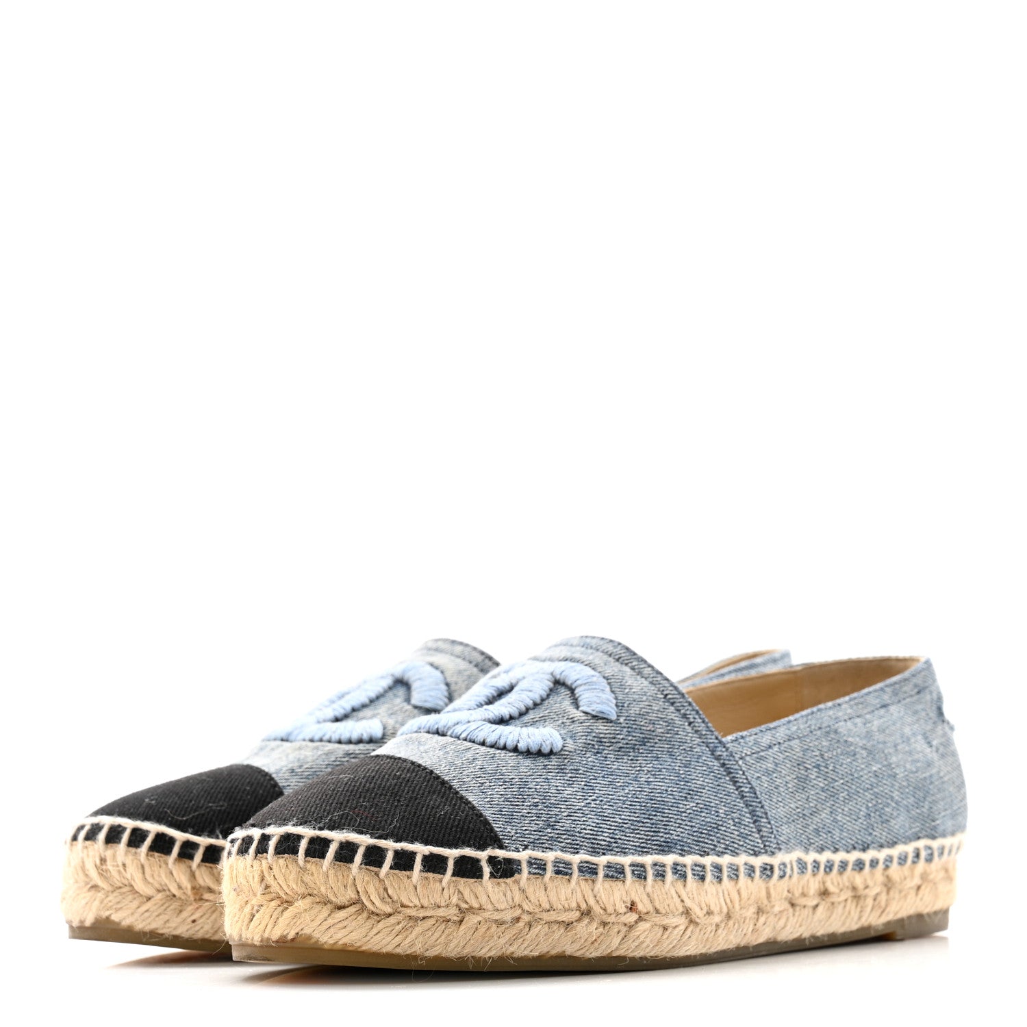 Chanel Denim CC Espadrilles 37 Blue Black 4 of 12