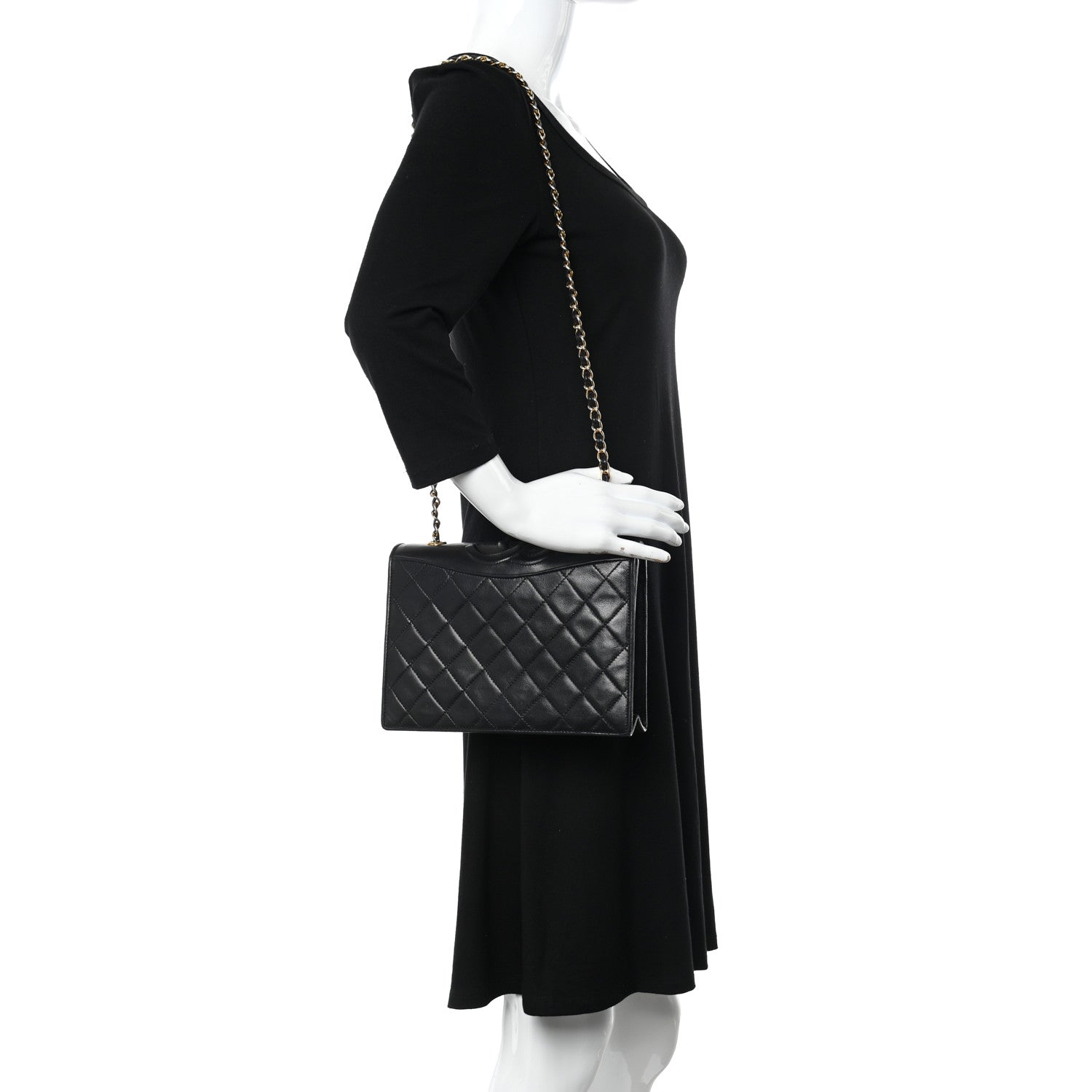 Chanel Lambskin Quilted CC Flap Black 2 of 12