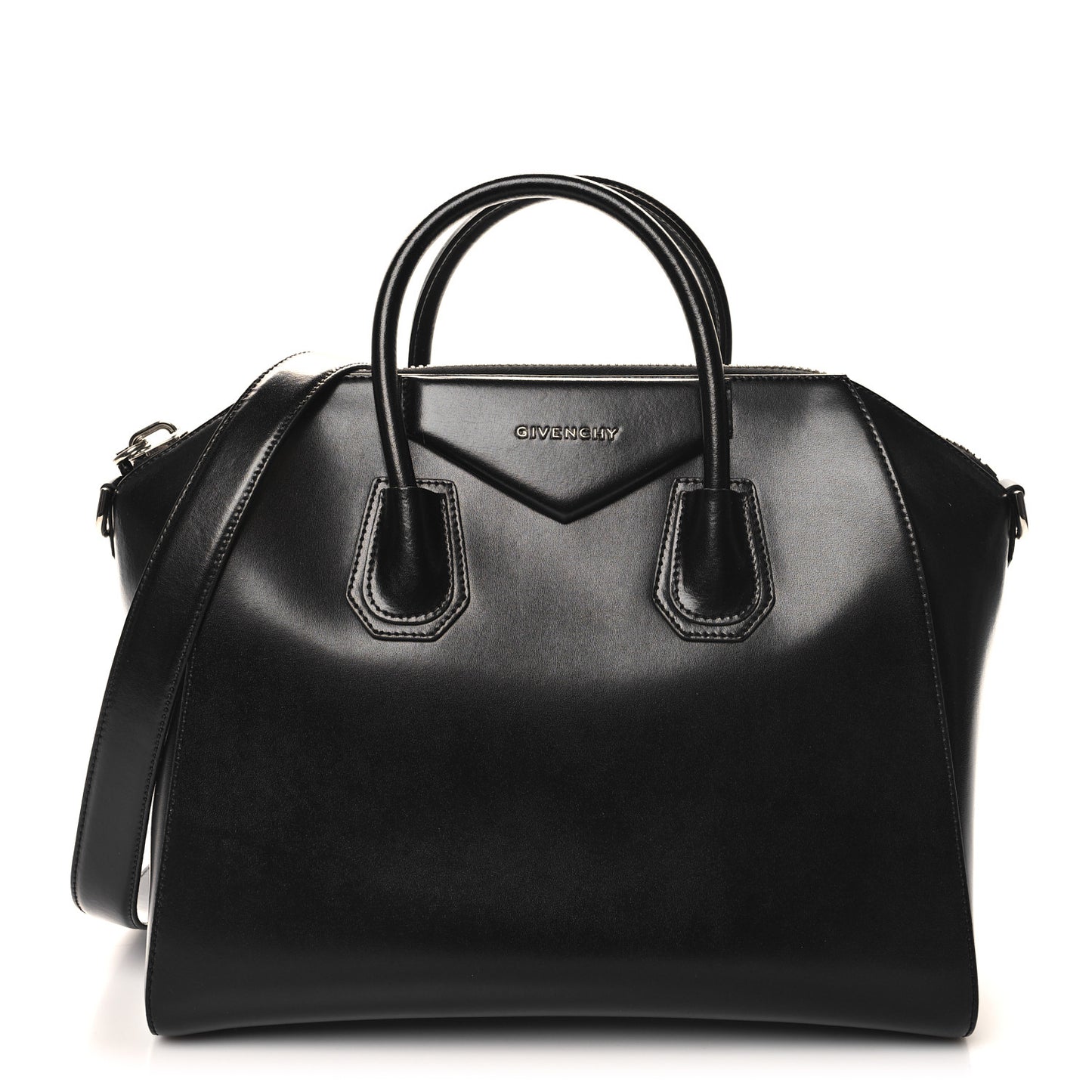Shiny Lord Calfskin Small Antigona Black
