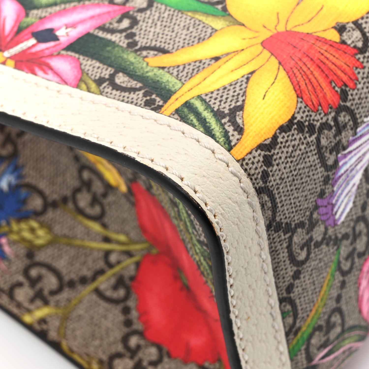 Gucci GG Supreme Monogram Flora Textured Calfskin Small Padlock Tote Beige Ebony Multicolor Mystic White 14 of 17