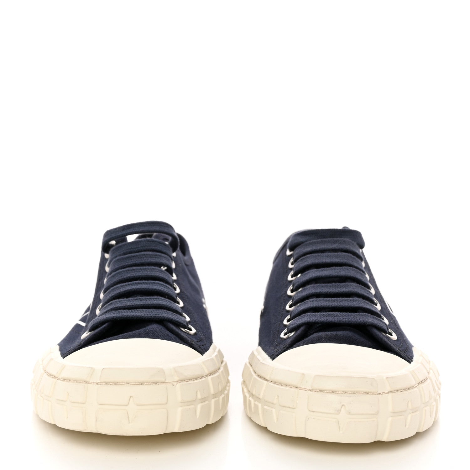 Prada Canvas Triangle Logo Wheel 35mm Sneakers 42 Navy 2 of 14