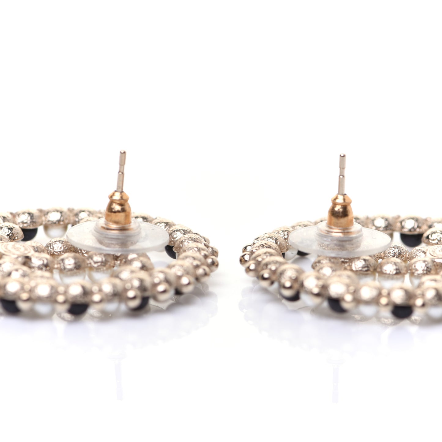 Resin Pearl CC Earrings Gold Black