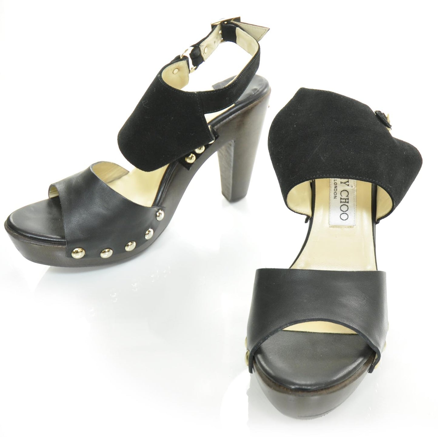 Suede Leather Ultima Platform Studded Heels 39 Black