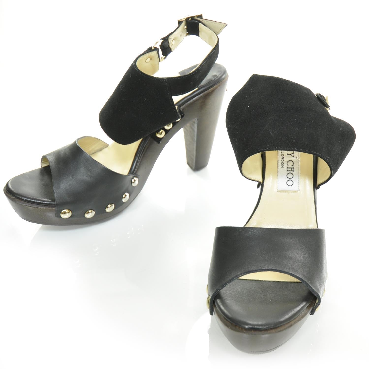 Jimmy Choo Suede Leather Ultima Platform Studded Heels 39 Black 1 of 7