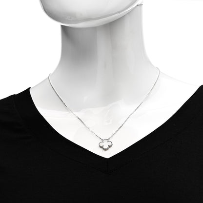 Van Cleef & Arpels 18K White Gold Mother of Pearl Vintage Alhambra Pendant Necklace 2 of 6