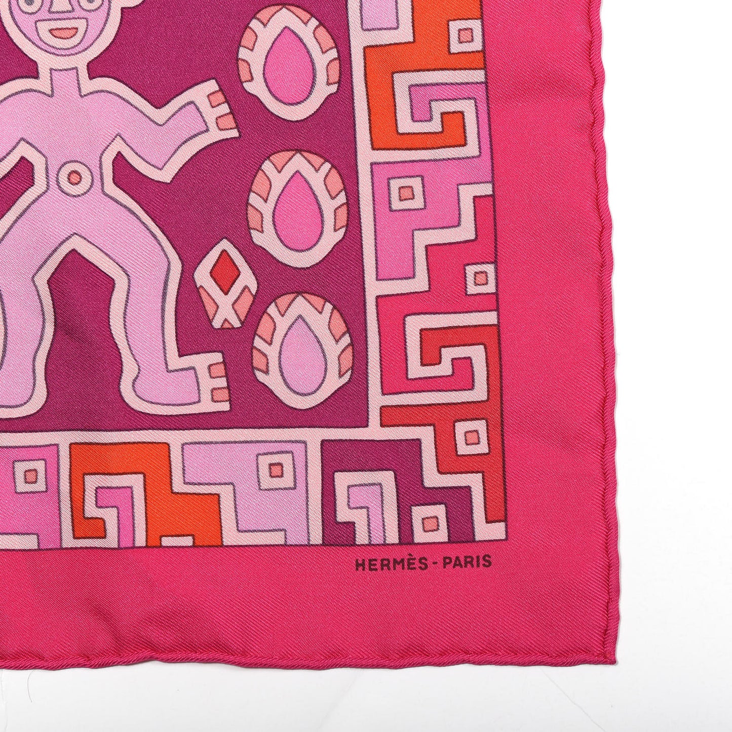Silk Twill Huaca Piru Pocket Square Scarf Fuchsia Rouge Rose Pale