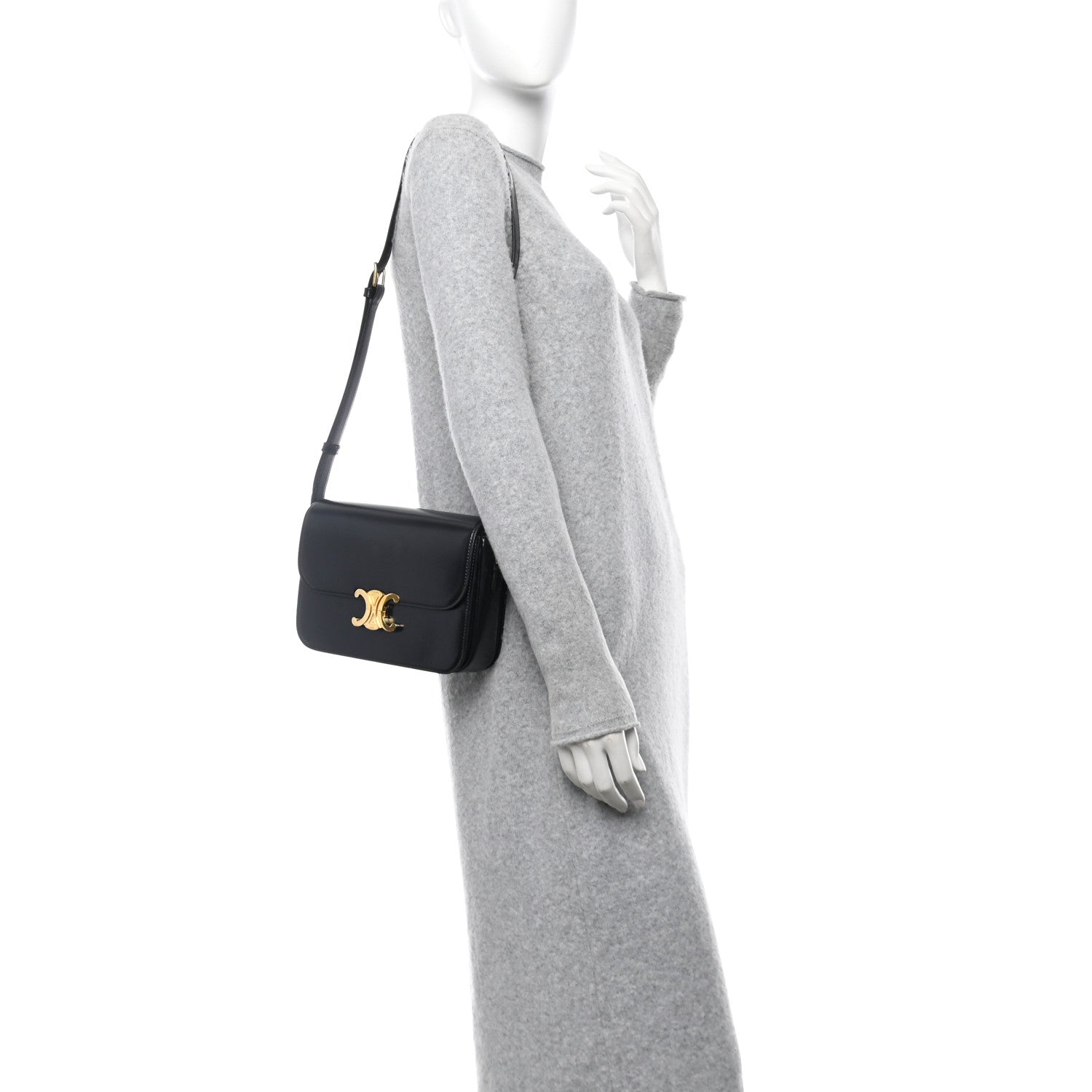 Celine Shiny Calfskin Medium Triomphe Black 2 of 12