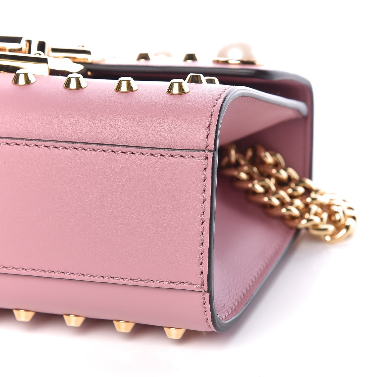 Gucci Calfskin Studded Small Padlock Shoulder Bag Carmine Rose 6 of 9