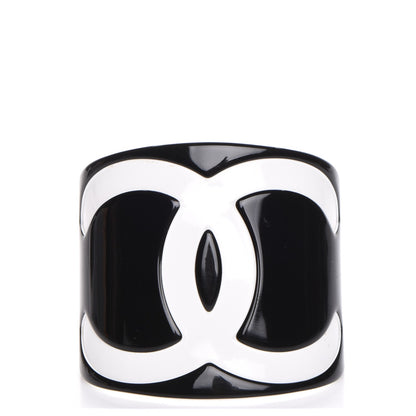 Chanel Resin CC Wide Cuff Black White 1 of 4