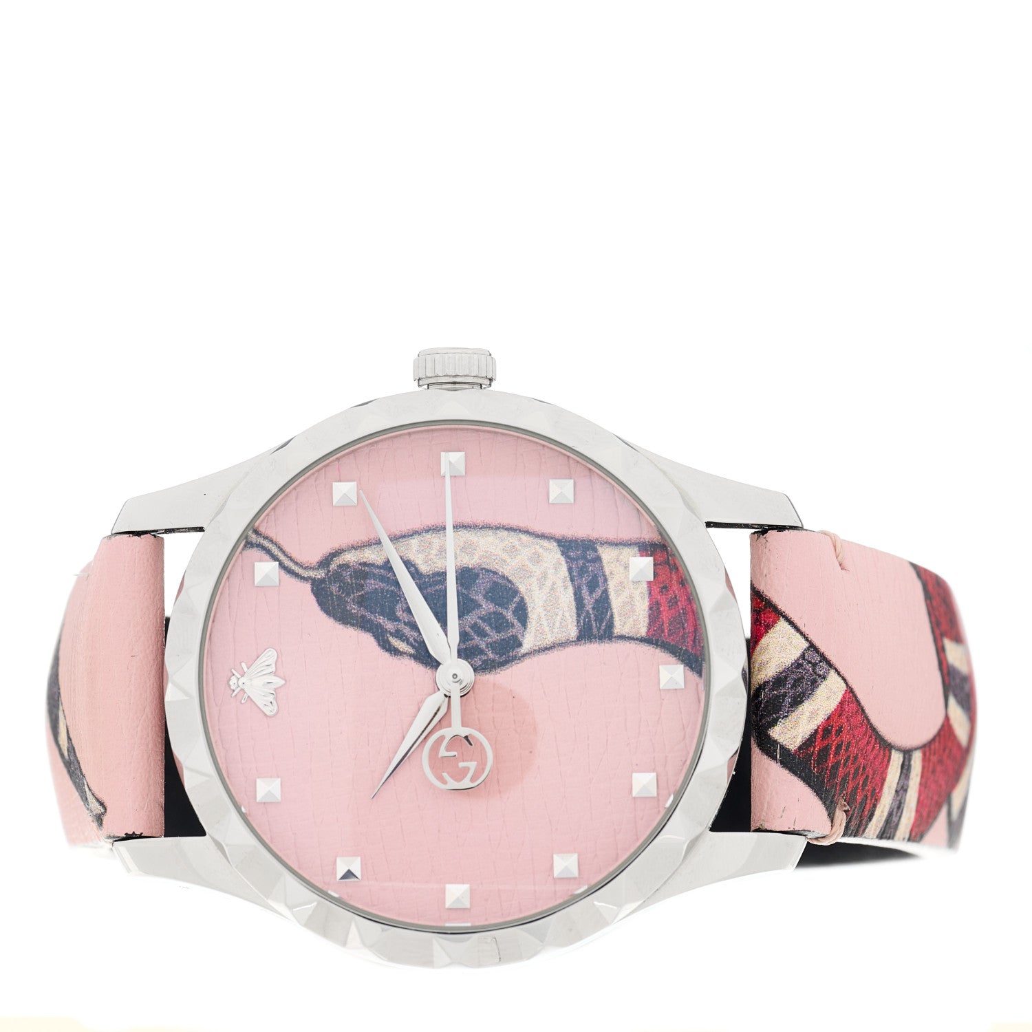 Gucci Stainless Steel Calfskin 38mm Le Marche Des Merveilles Snake Quartz Watch Pink 2 of 4
