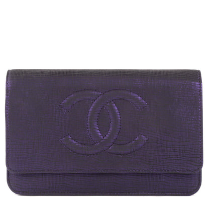 Chanel Iridescent Stamped Calfskin Timeless Wallet on Chain WOC Purple 1 of 9