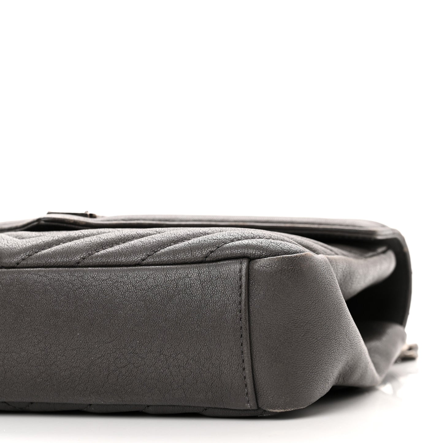 Sheepskin Matelasse Chevron Monogram Medium College Bag Light Coal