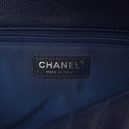 Chanel Caviar Chevron Large Puffy CC Flap Navy 6 of 8