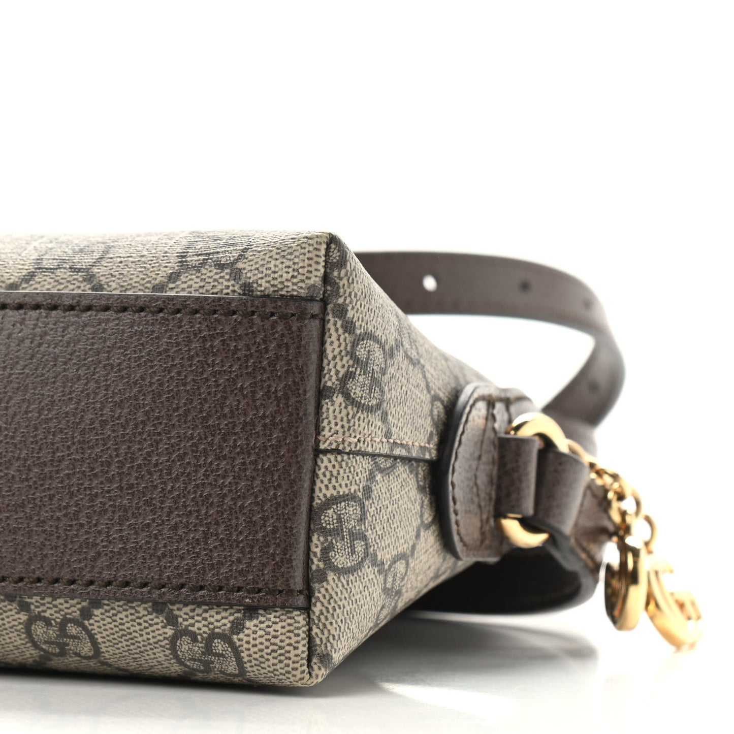 GG Supreme Monogram Textured Dollar Calfskin Web Small Ophidia Dome Shoulder Bag Beige Ebony New Acero