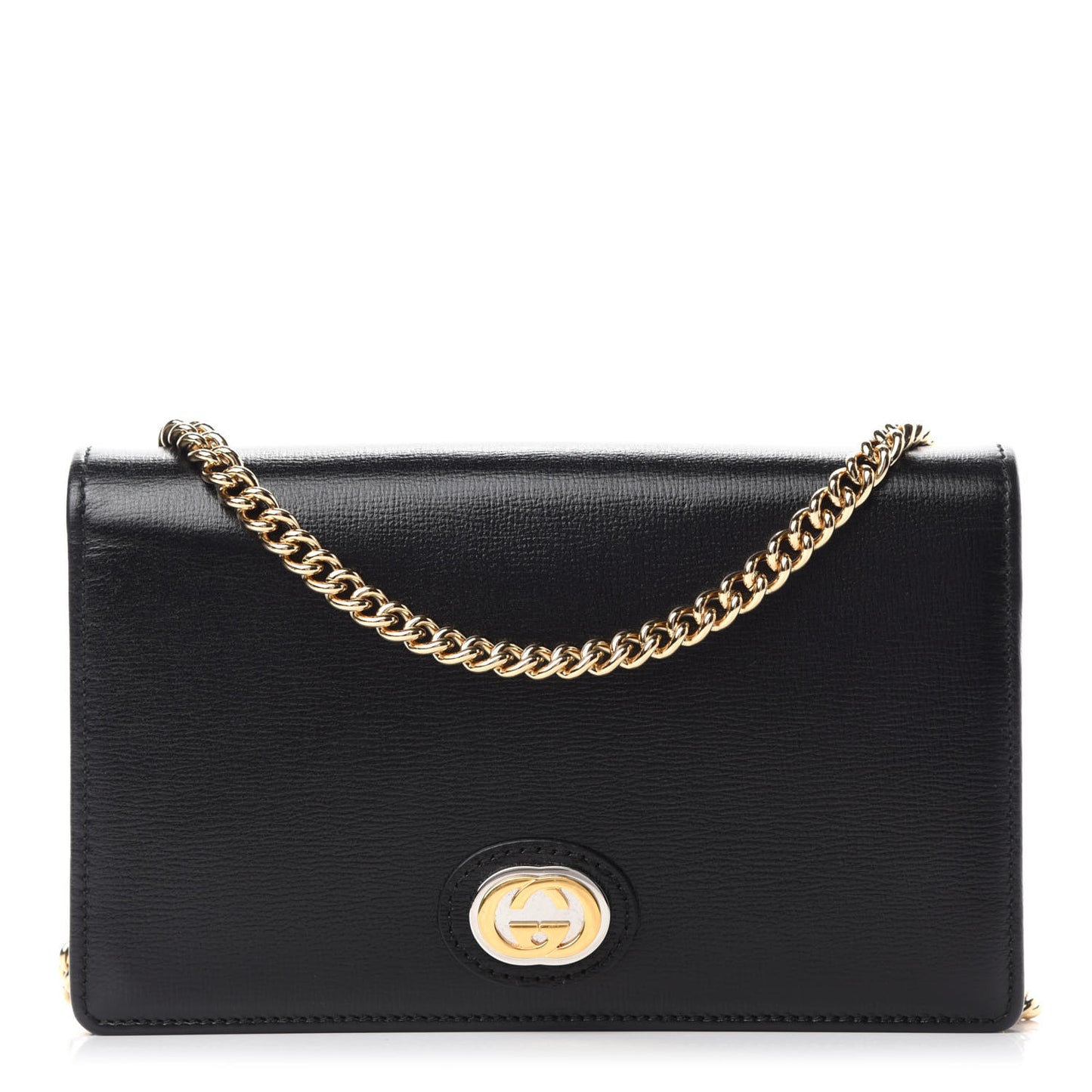 Azalea Calfskin Marina Chain Wallet Black