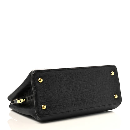 Louis Vuitton Taurillon Capucines MM Black Fuchsia 4 of 10
