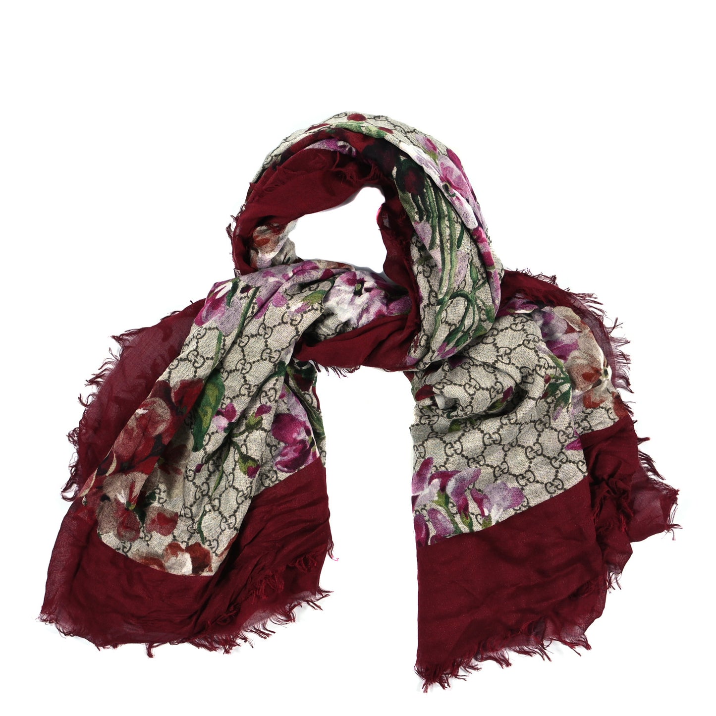 Modal Silk GG Monogram Gery Square Scarf Lacquer Light Brown