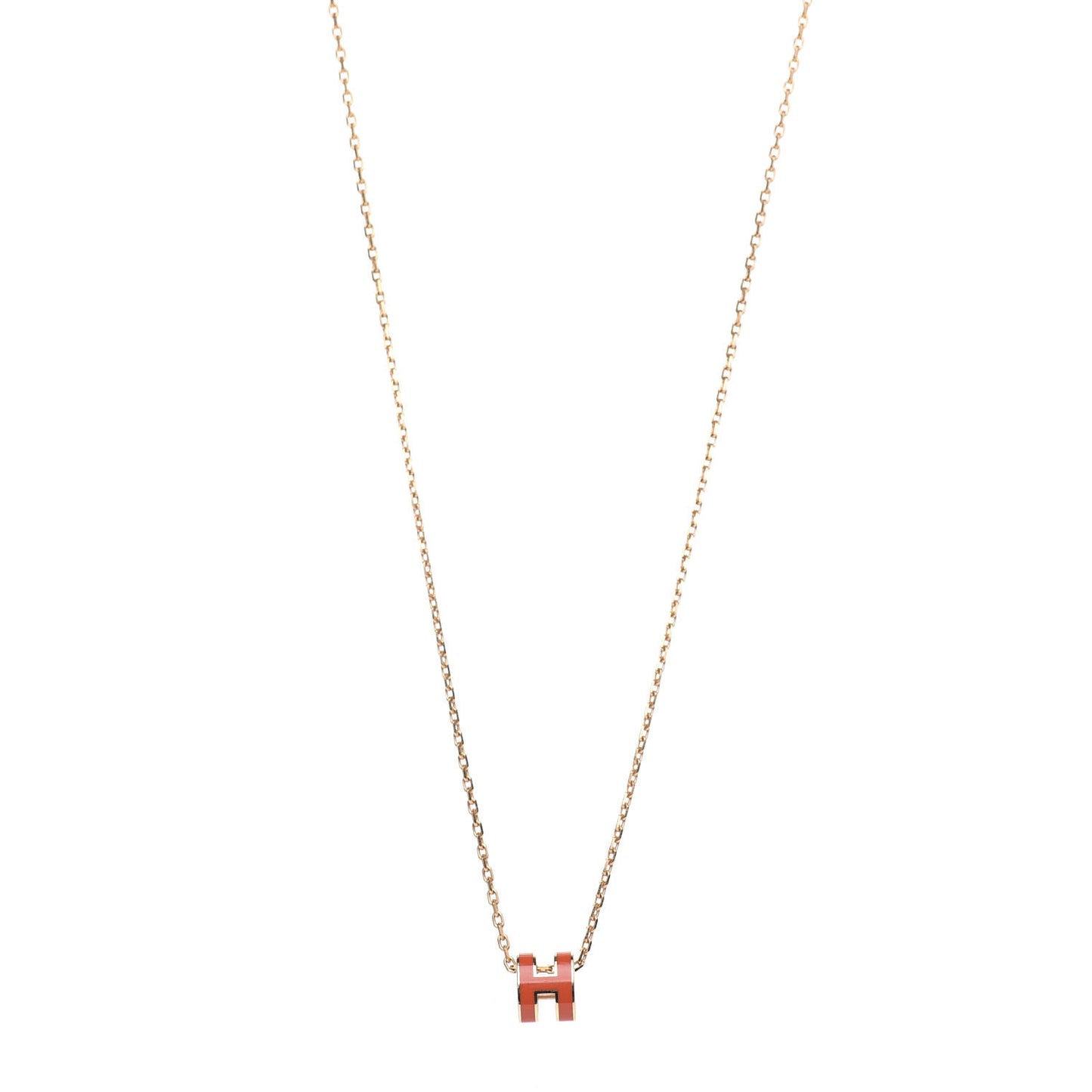 Lacquered Rose Gold Pop H Pendant Necklace Orange Graffiti