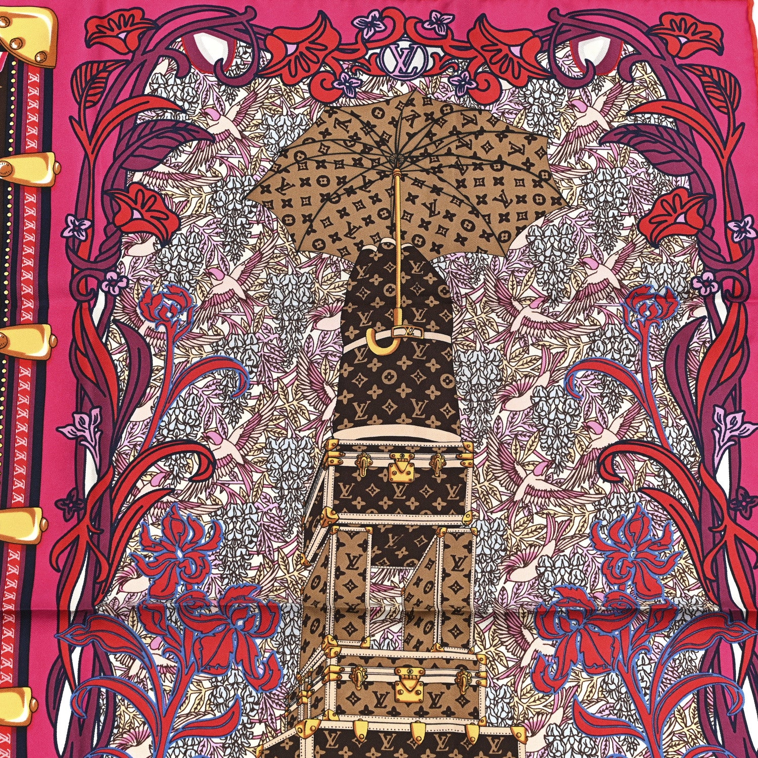 Louis Vuitton Silk Louis A Paris Square Scarf Fuchsia 3 of 5