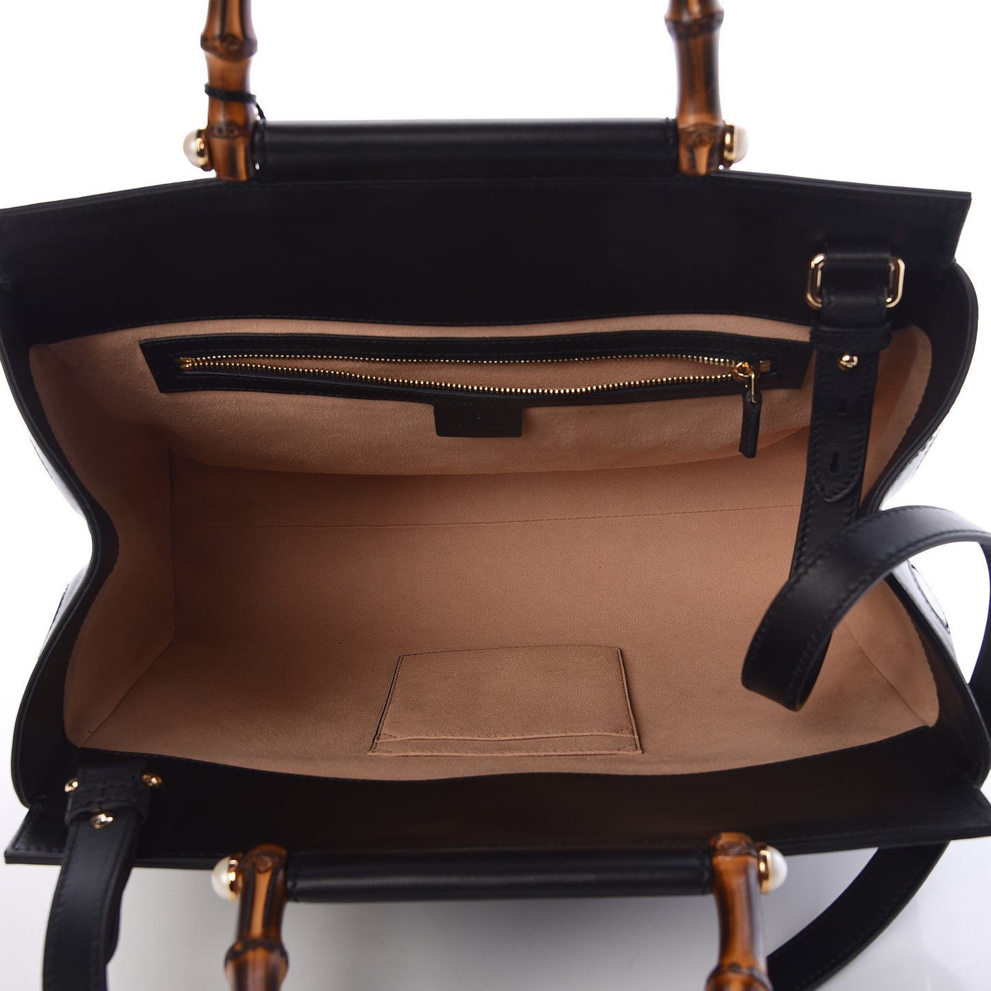 Nappa Bamboo Medium Nymphaea Top Handle Bag Black