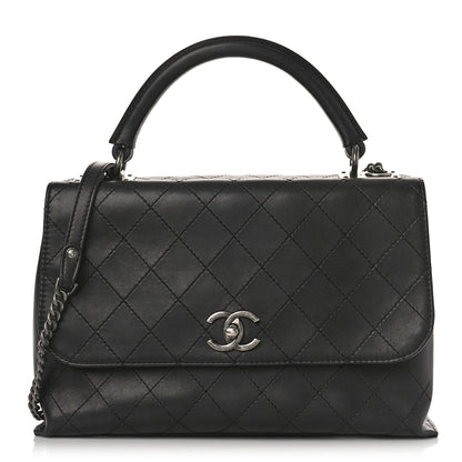 Chanel Calfskin Stitched Large Urban Luxury Top Handle Bag Black 1 of 12