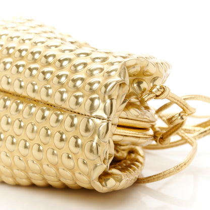 Bottega Veneta Metallic Fabric Bubble Wrap The Mini Pouch Gold 9 of 9