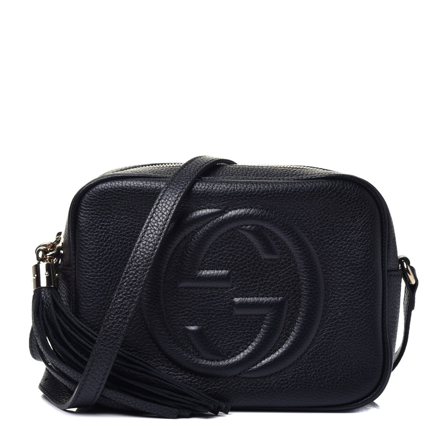 Pebbled Calfskin Small Soho Disco Bag Black