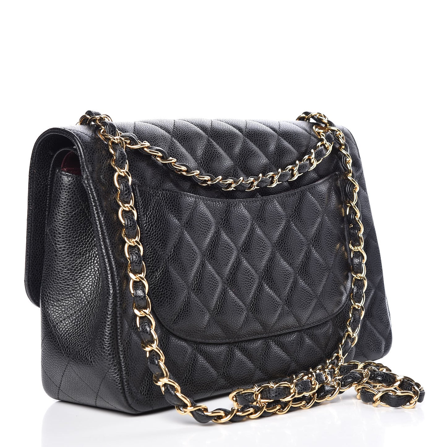 Caviar Quilted Jumbo Double Flap Black