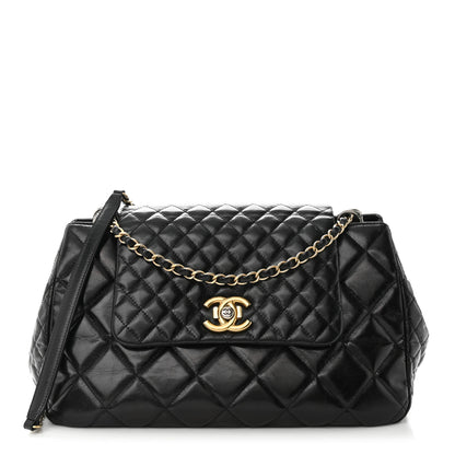 Chanel Glazed Calfskin Quilted Large Daily Walk Flap Black 1 of 11