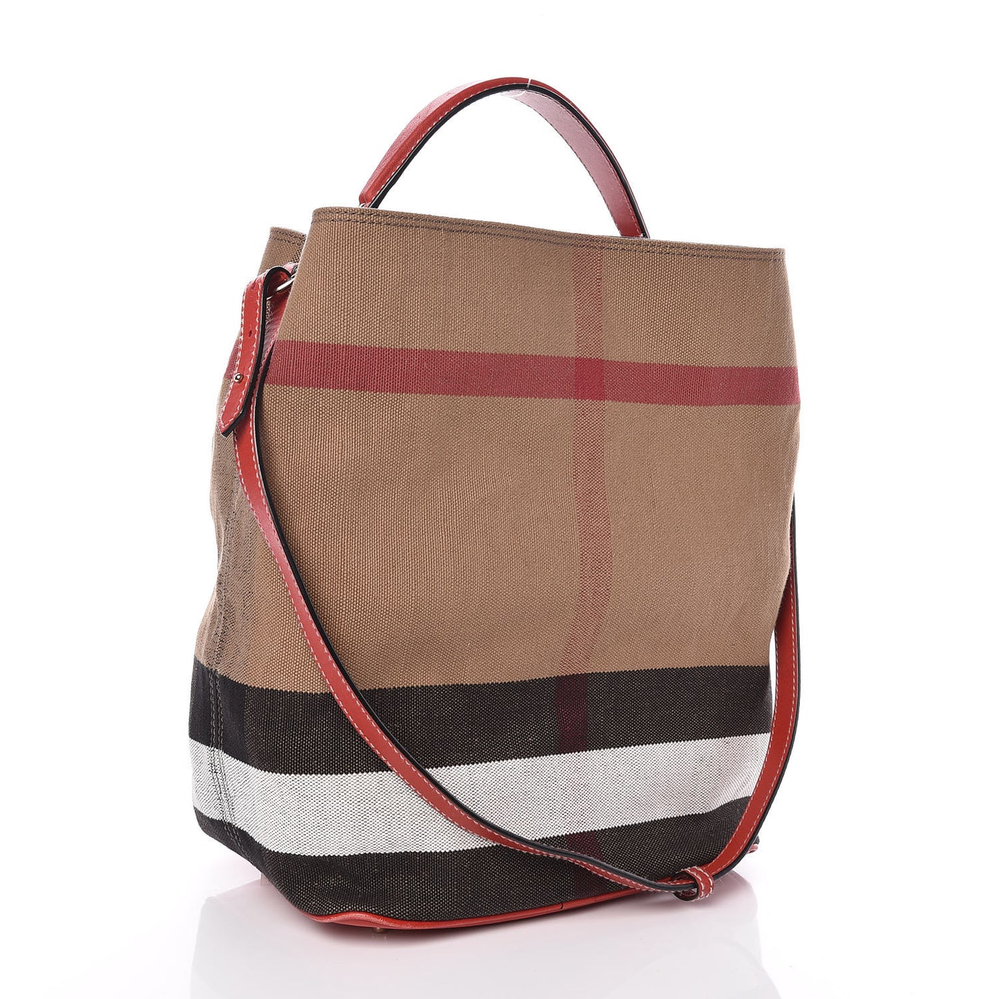 Canvas Mega Check Medium Ashby Hobo Cadmium Red