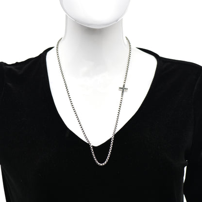 David Yurman Sterling Silver Black Diamond Streamline Cross Station Necklace 26" 2 of 4