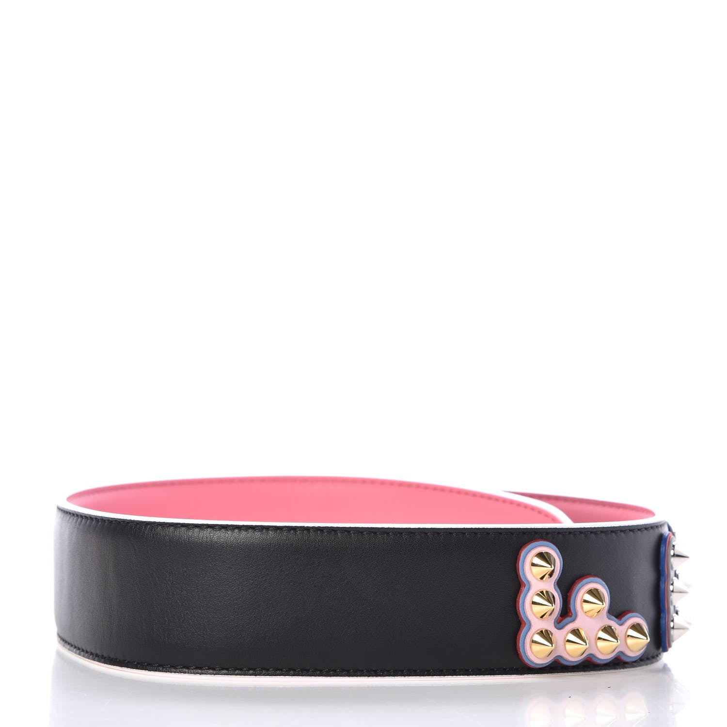 Fendi Vitello Dolce Fun Fair Metal Studded Strap You Black Multicolor 2 of 6