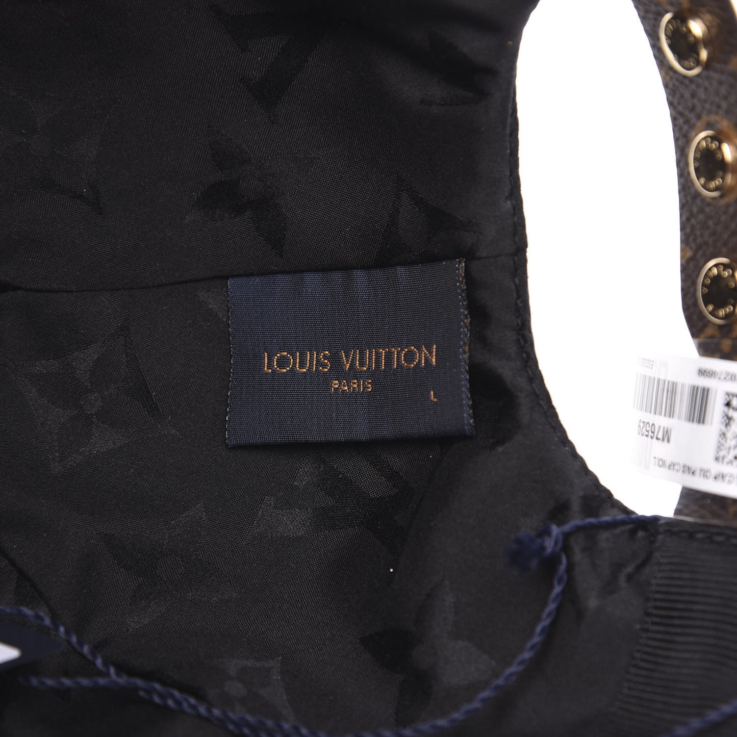 Polyester Silk Monogram LV Get Ready Cap L Black