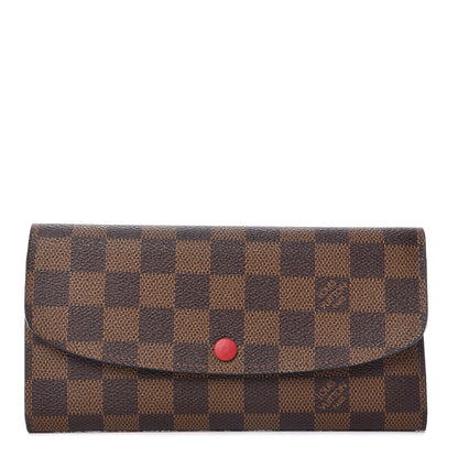 Louis Vuitton Damier Ebene Emilie Wallet Red 1 of 10