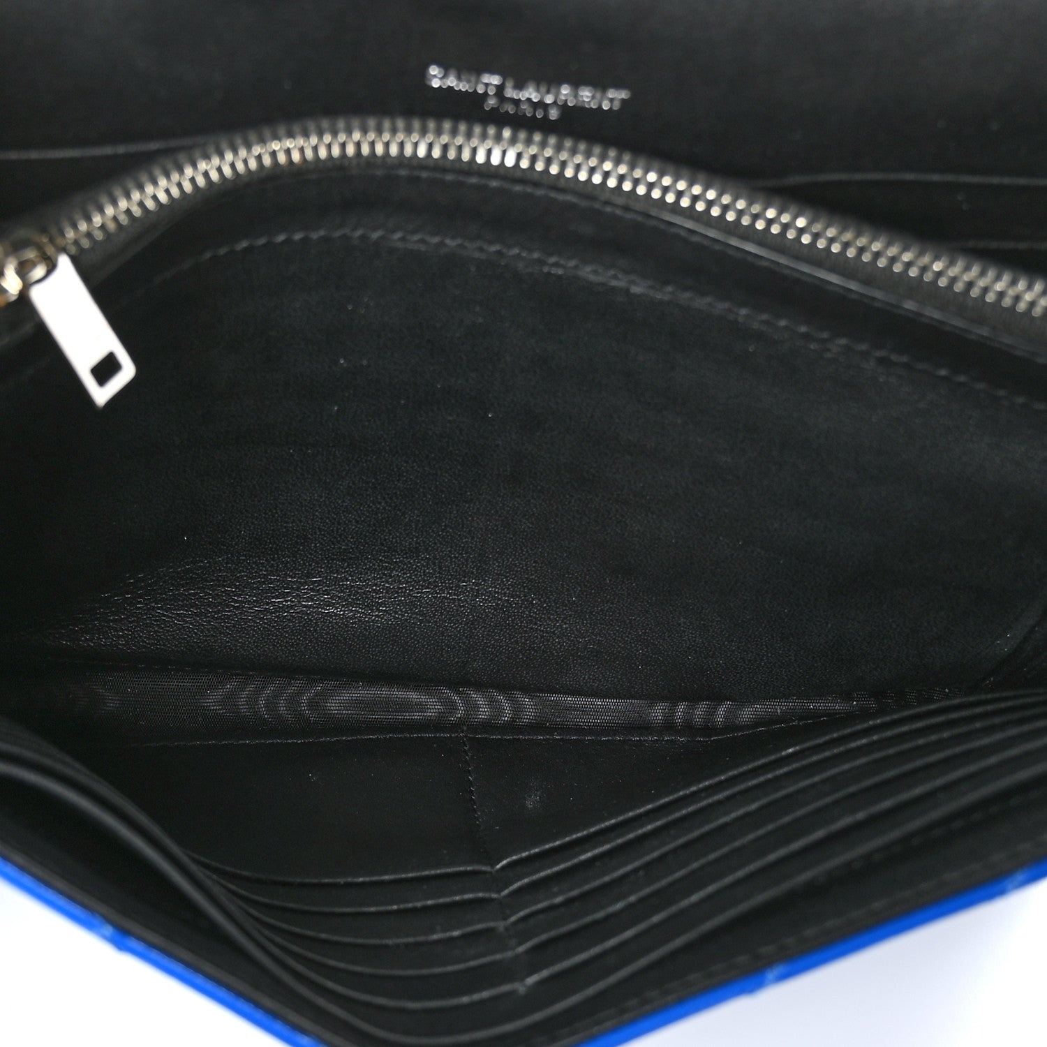 Saint Laurent Patent Grain De Poudre Matelasse Chevron Monogram Chain Wallet Blue Majorelle 6 of 10