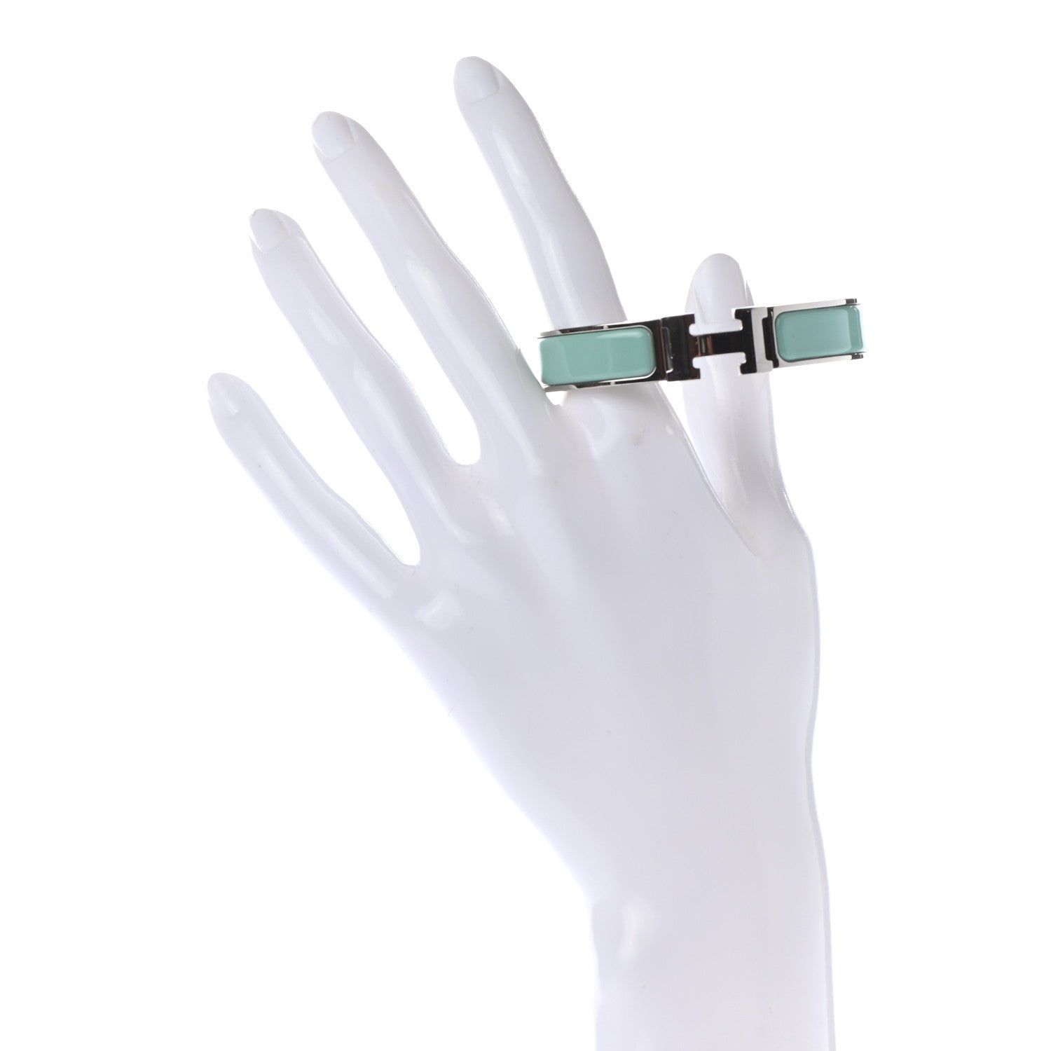 Hermes Enamel Narrow Clic Clac H Bracelet GM Vert Aqua 2 of 4
