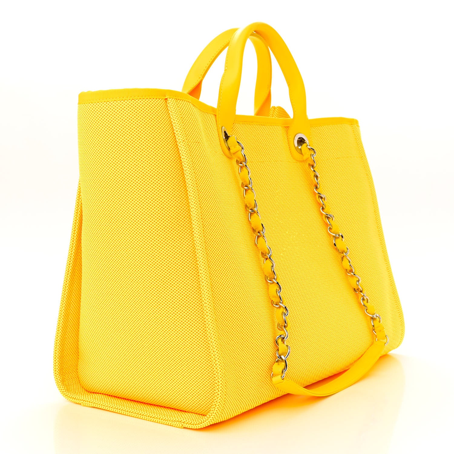Chanel Mixed Fibers Small Deauville Tote Yellow Orange 2 of 10