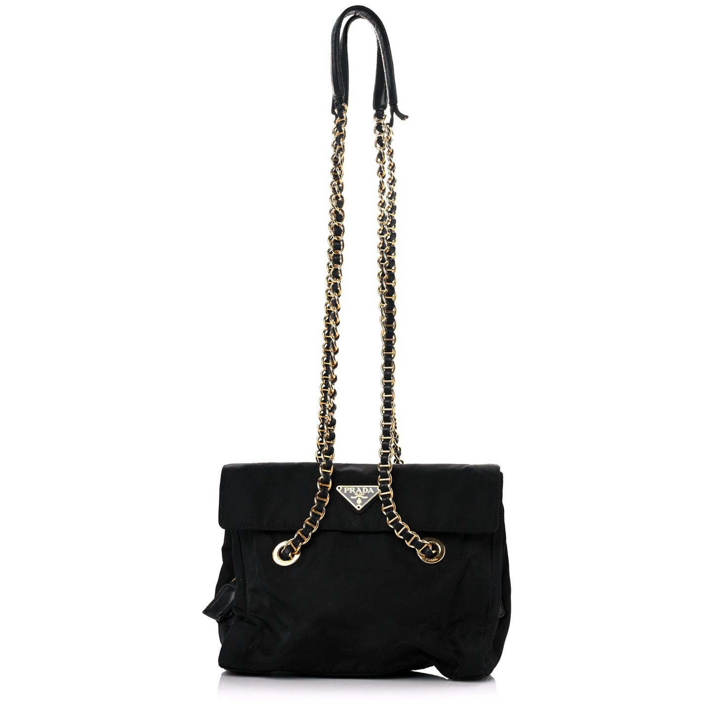 Tessuto Nylon Chain Shoulder Bag Black