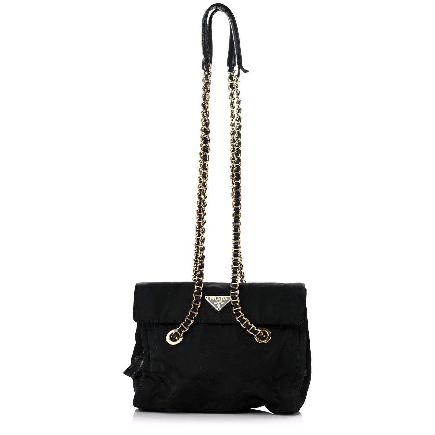 Prada Tessuto Nylon Chain Shoulder Bag Black 1 of 15