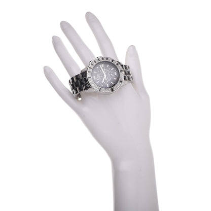 Christian Dior Stainless Steel Diamond Pave Bezel Sapphire 38mm Christal Chronograph Quartz Watch Black 2 of 9