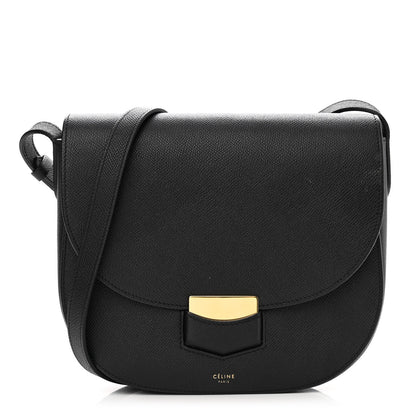 Celine Grained Calfskin Medium Trotteur Black 1 of 11