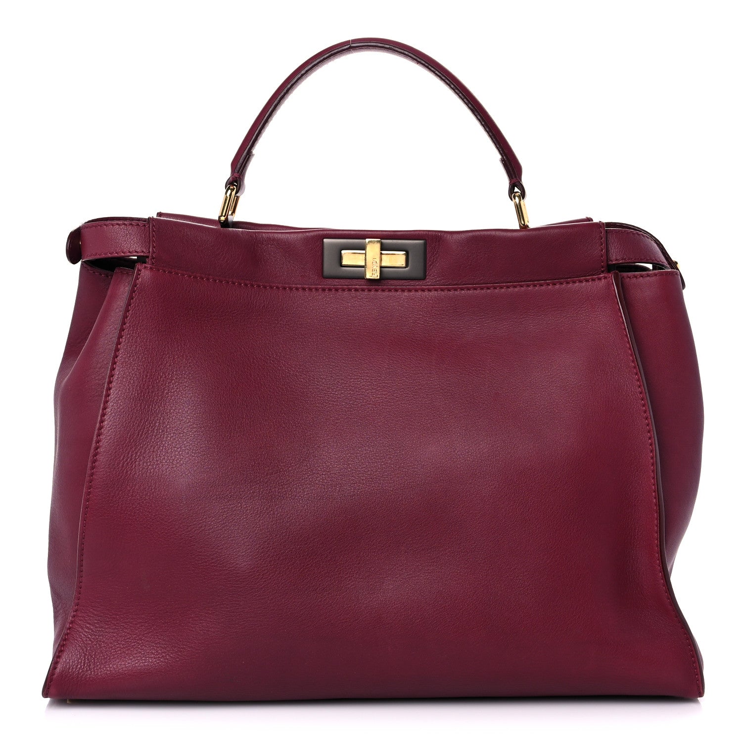 Fendi Vitello Dolce Marmol Large Peekaboo Iconic Satchel Bordeaux Graphite 1 of 17