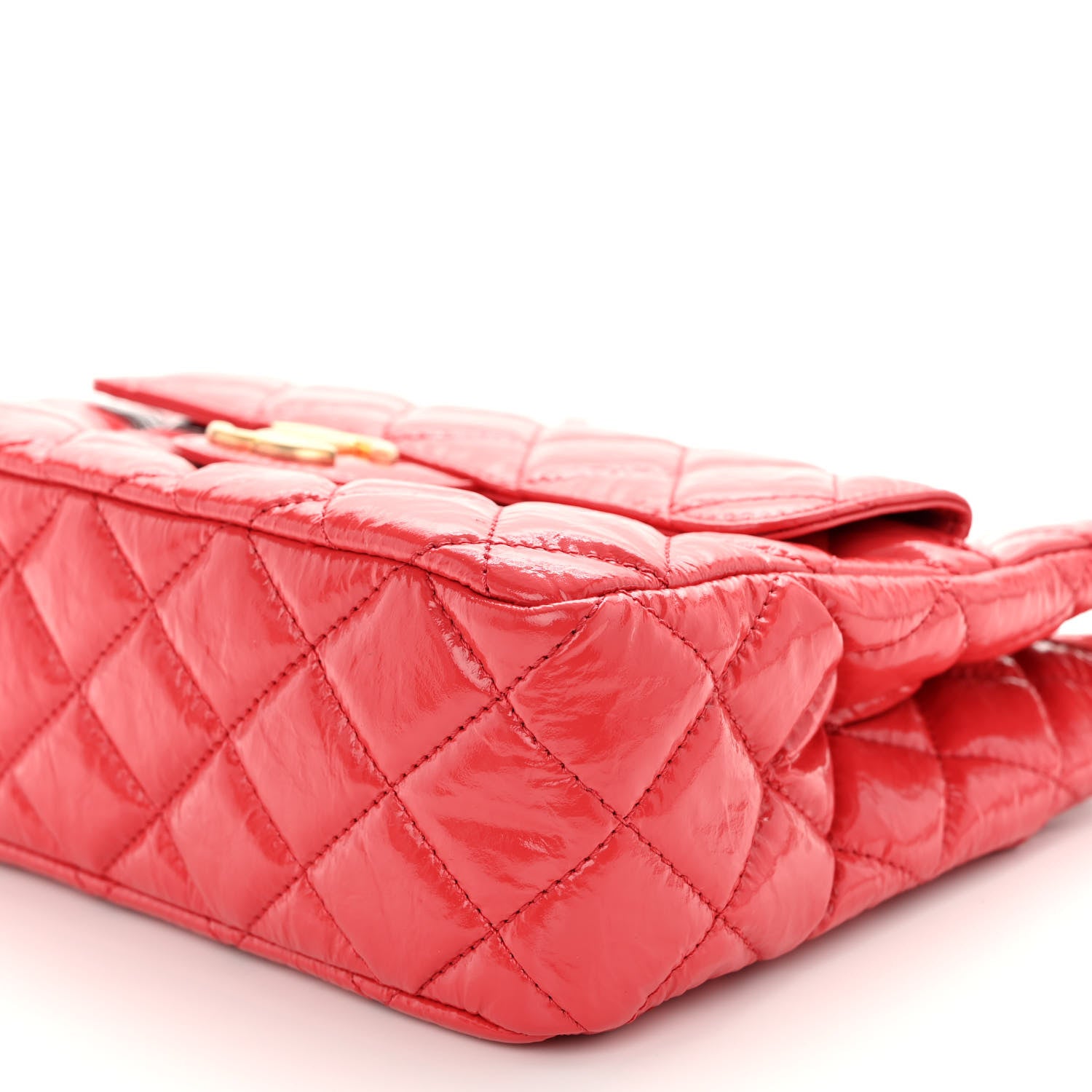 Chanel Shiny Crumpled Calfskin Quilted Wavy CC Hobo Red 9 of 9