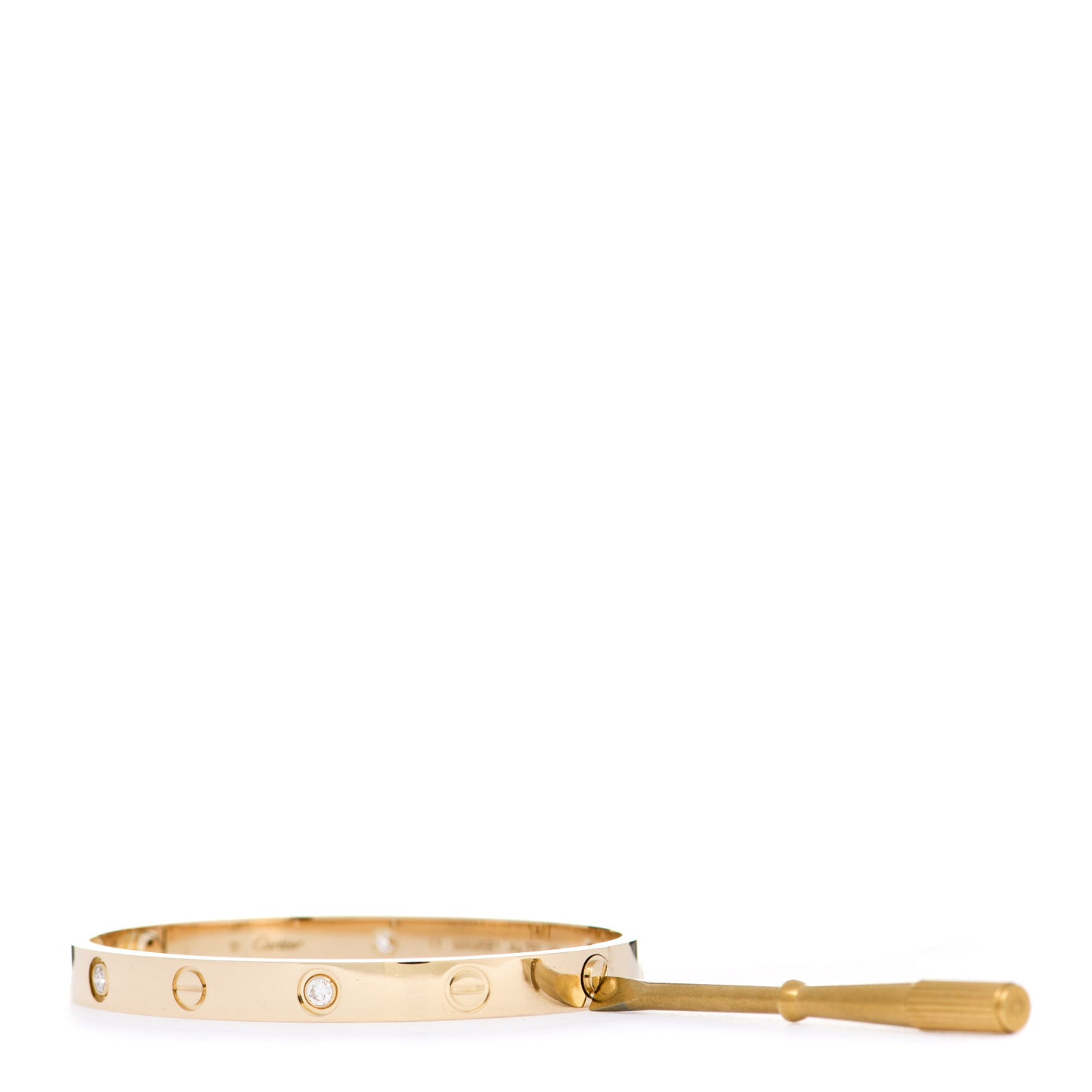 18K Yellow Gold 4 Diamond LOVE Bracelet 17