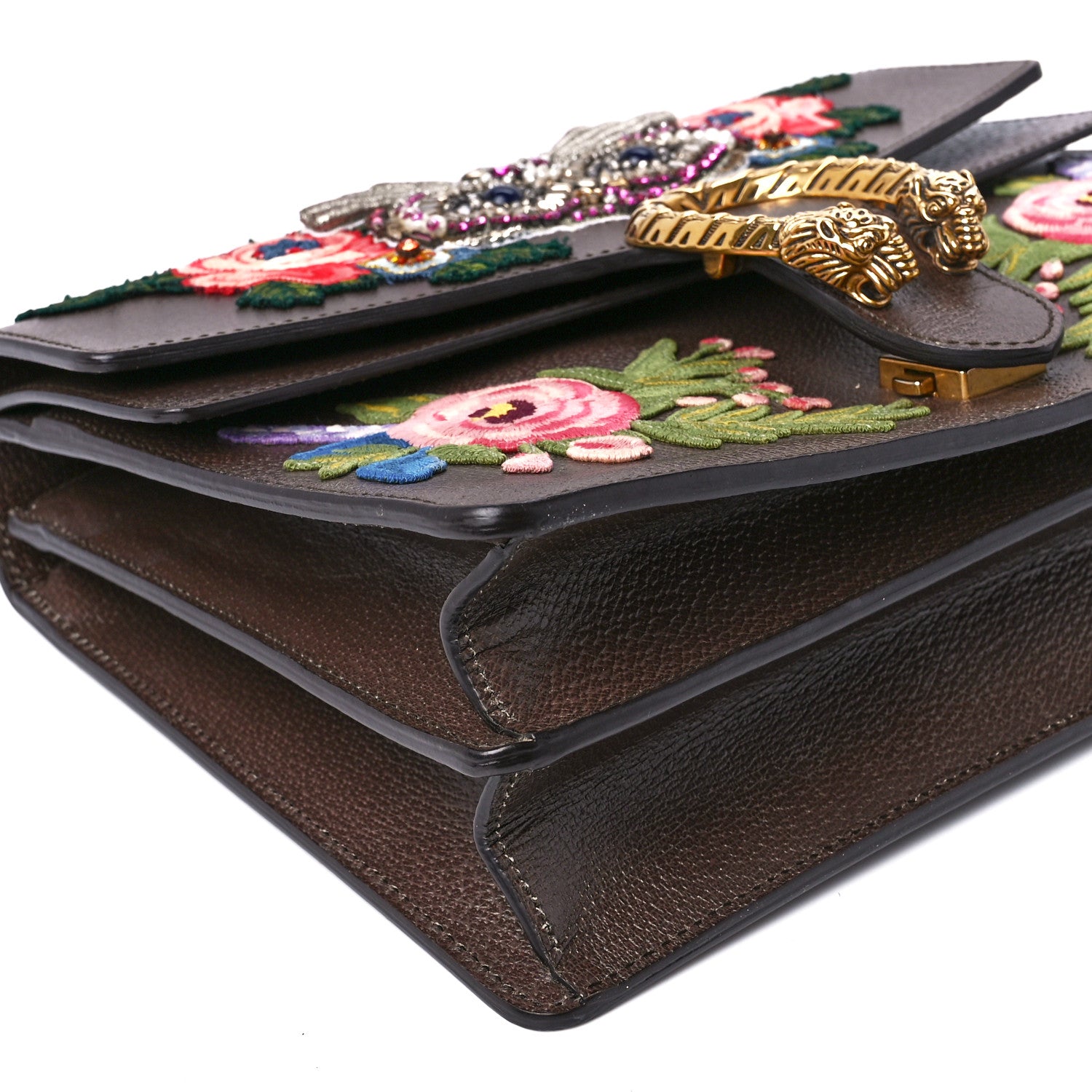 Gucci Calfskin Web Owl Embroidered Medium Dionysus Shoulder Bag New Acero Multicolor 10 of 12