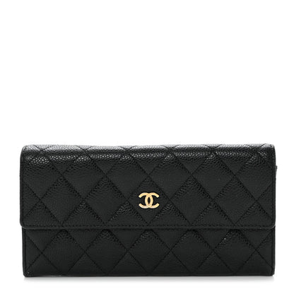 Chanel Caviar Quilted Large Gusset Flap Wallet Black 1 of 10