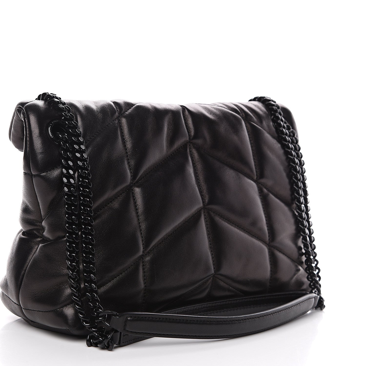 Saint Laurent Lambskin Quilted Small Loulou Puffer Monogram Chain Satchel Black 2 of 11