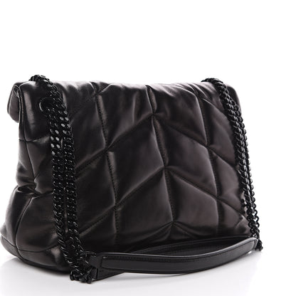 Saint Laurent Lambskin Quilted Small Loulou Puffer Monogram Chain Satchel Black 2 of 11