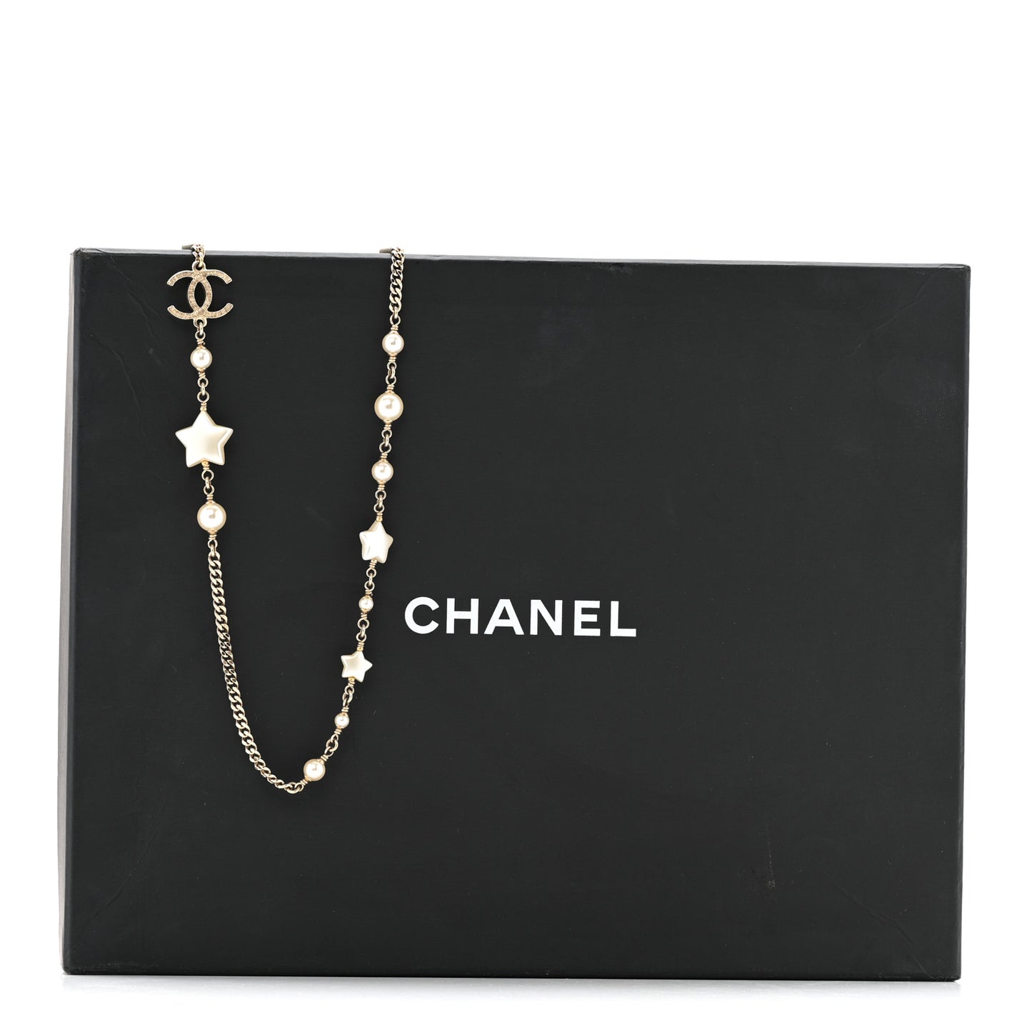 Pearl CC Star Long Necklace Gold